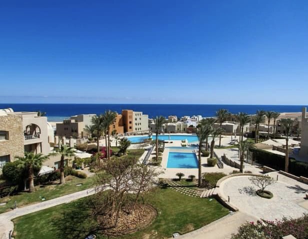 First line Azzurra Sahl Hasheesh. Full sea view 2BD apartment for sale with private beach & pools 