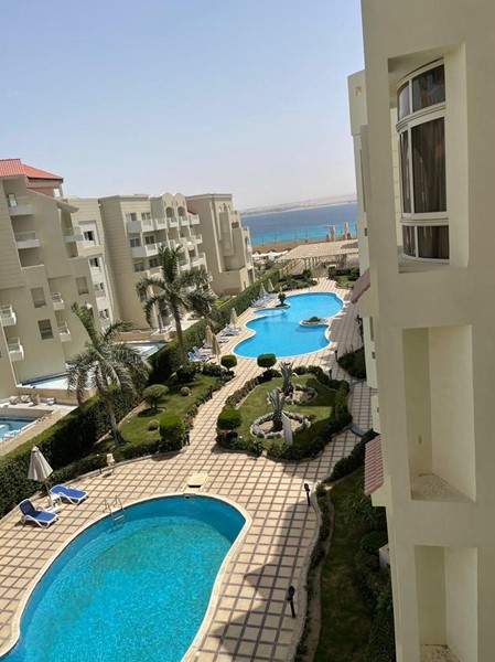 Sea & pool view, furnished & equipped 2BD apartment for sale in El Andalous Sahl Hasheesh