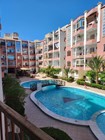 Pool view, furnished studio in Desert Pearl Hurghada. Compound with pool. Near the sea 