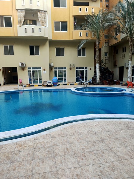 Studio pool view in Arabia Diamond compound near the public beach 